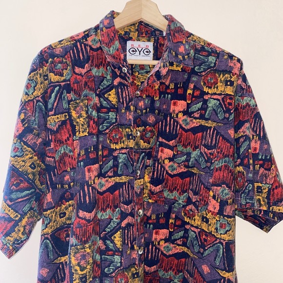 Red Eye by Marc Daniels multi color short-sleeve button down shirt - Picture 3 of 5
